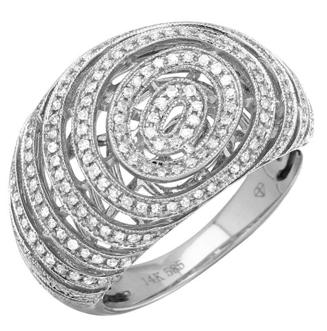 0.63 Ctw Diamond 14k White Gold Round Shape Womens Diamond Ring