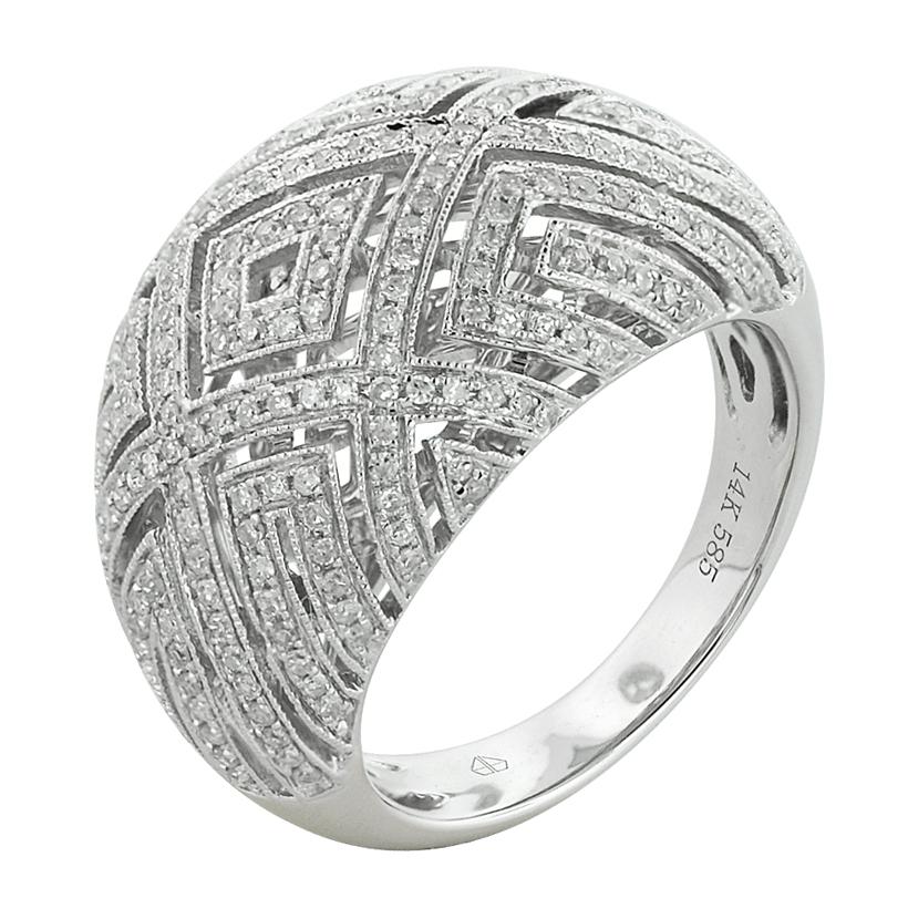 0.66 Ctw Diamond 14k White Gold Round Shape Womens Diamond Ring