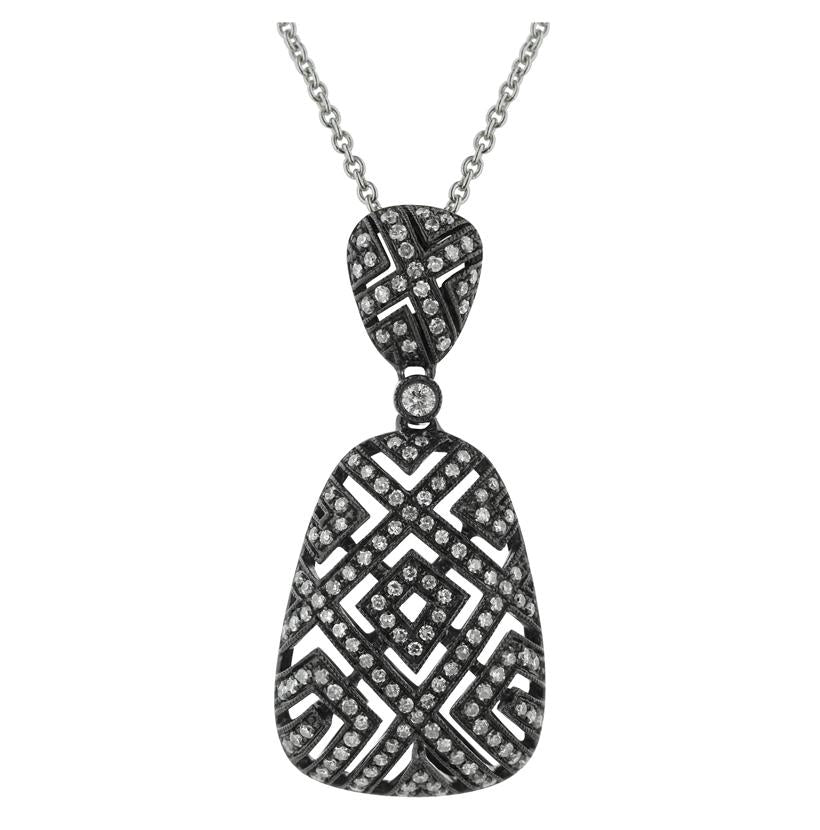 0.42 Ctw Diamond 14k White Gold Round Shape Womens Diamond Necklace Pendant With 16 Inch Chain