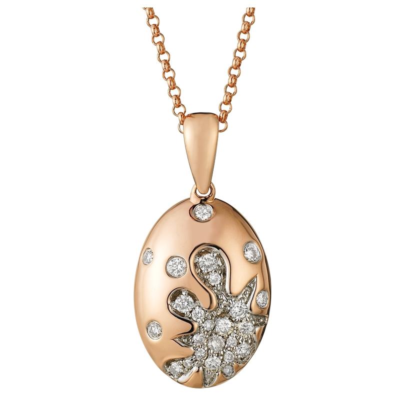 0.22 Ctw Diamond 14k Rose Gold Round Shape Womens Diamond Necklace Pendant With 16 Inch Chain