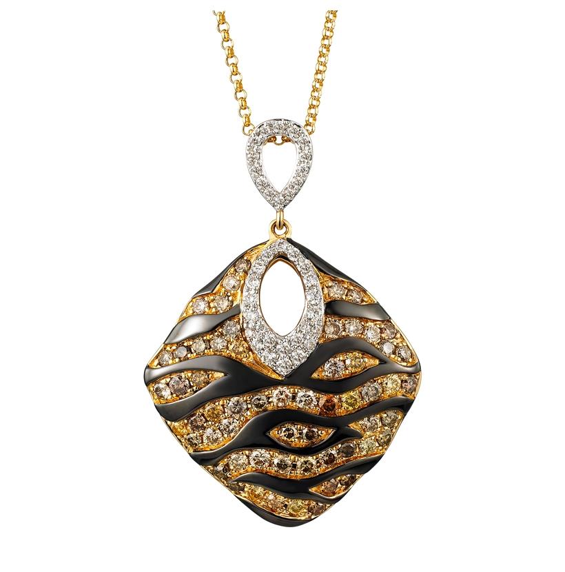 1.24 Ctw Diamond 14k Yellow Gold Womens Diamond Necklace Pendant With 16 Inch Chain