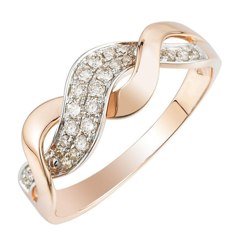 0.17 Ctw Diamond 14k Rose Gold Womens Diamond Ring