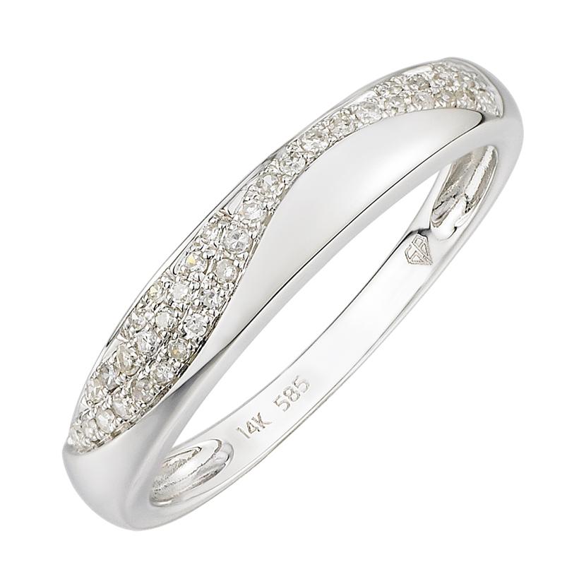 0.12 Ctw Diamond 14k White Gold Round Shape Womens Diamond Ring