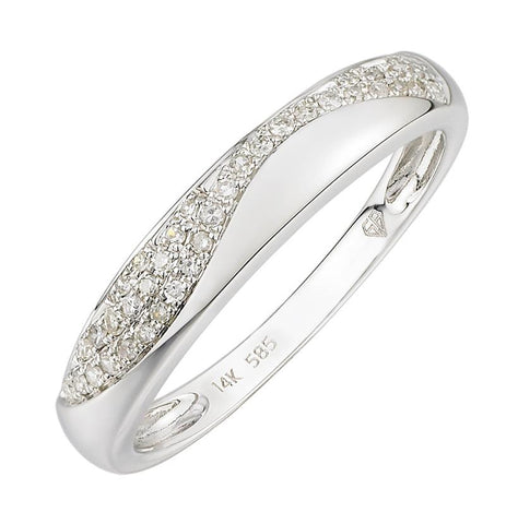 0.12 Ctw Diamond 14k White Gold Round Shape Womens Diamond Ring