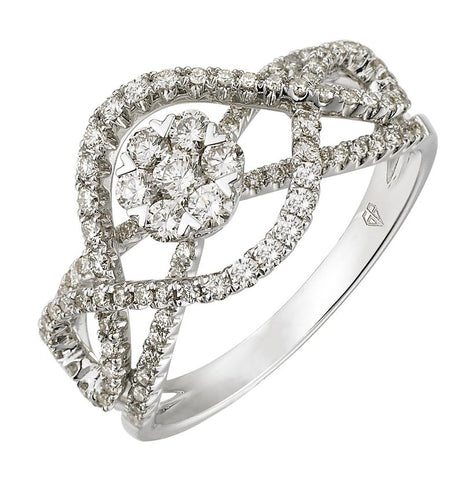 0.67 Ctw Diamond 14k White Gold Womens Diamond Ring
