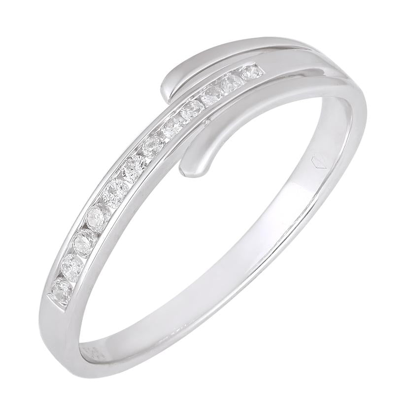 0.11 Ctw Diamond 14k White Gold Round Shape Womens Diamond Ring