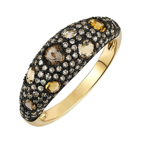 0.47 Ctw Diamond 14k Yellow Gold Multi-color Round Shape Womens Gemstone Ring