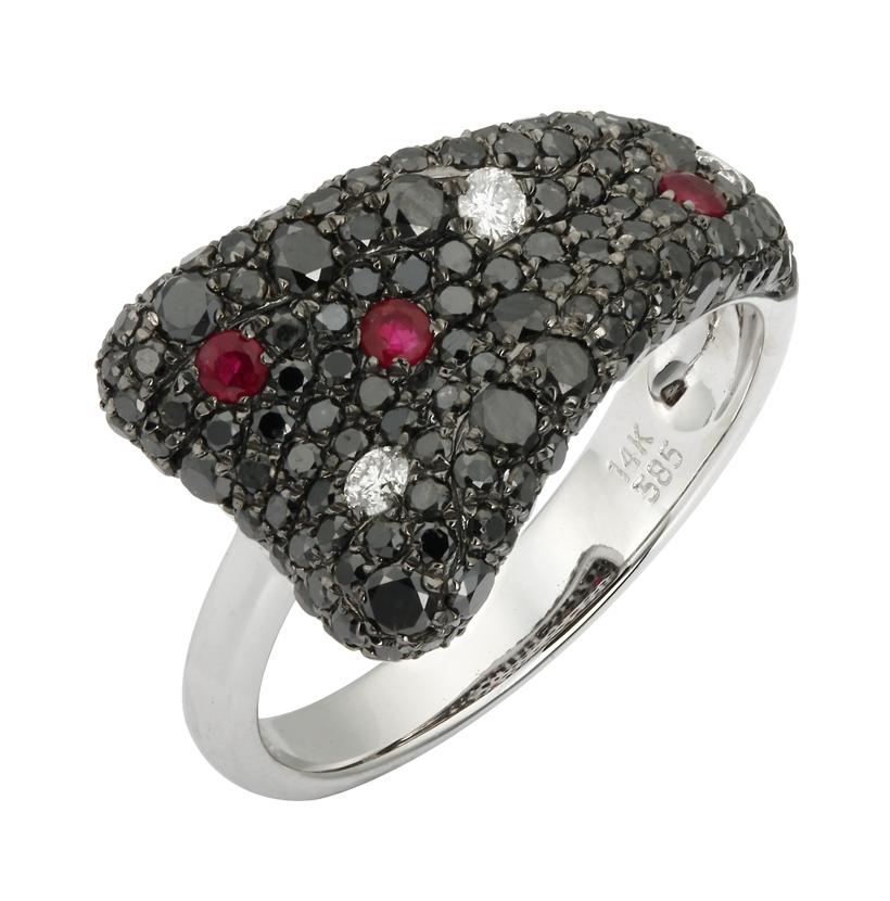 14k White Gold Ruby Round Shape Womens Gemstone Ring