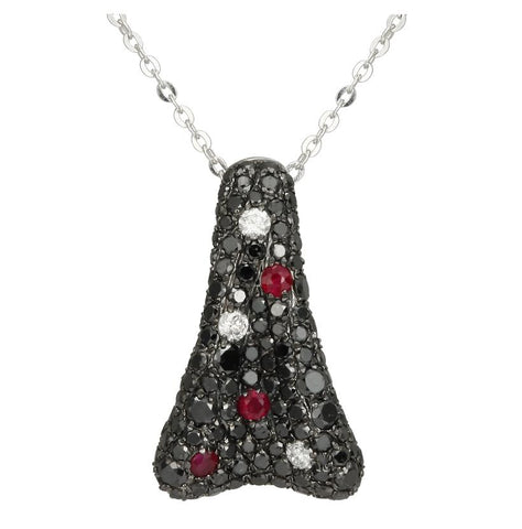 1.44 Ctw Diamond 14k White Gold Ruby Round Shape Womens Gemstone Necklace Pendant With 16 Inch Chain