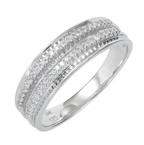 0.14 Ctw Diamond 14k White Gold Round Shape Womens Diamond Ring