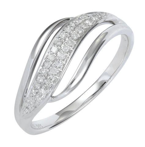 0.12 Ctw Diamond 14k White Gold Round Shape Womens Diamond Ring