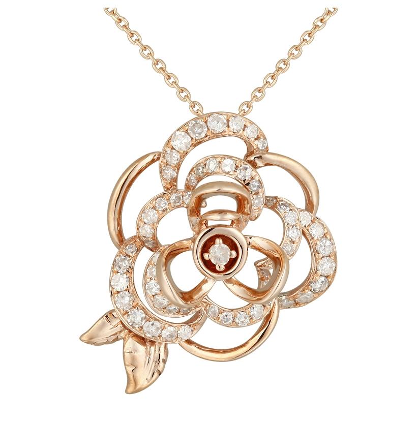 0.24 Ctw Diamond 14k Rose Gold Sapphire Round Shape Womens Diamond Necklace Pendant With 16 Inch Chain