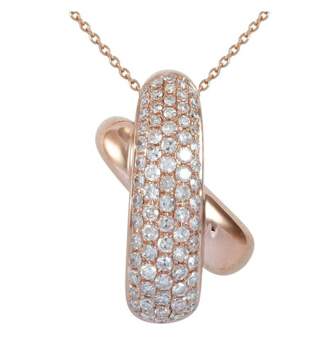 0.64 Ctw Diamond 14k Rose Gold Round Shape Womens Diamond Necklace Pendant With 16 Inch Chain