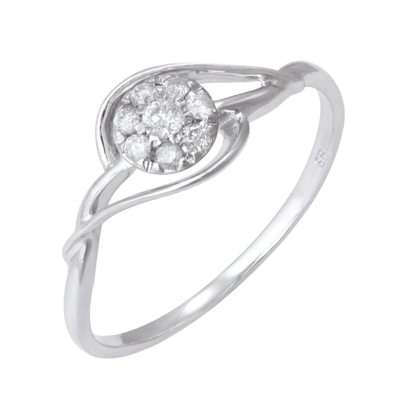 0.12 Ctw Diamond 14k White Gold Round Shape Womens Diamond Ring