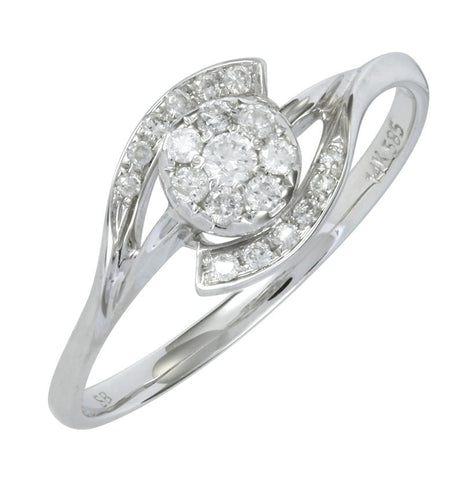 0.17 Ctw Diamond 14k White Gold Round Shape Womens Diamond Ring