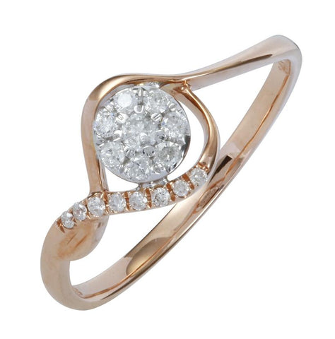 0.15 Ctw Diamond 14k Two Tone Gold Round Shape Womens Diamond Ring