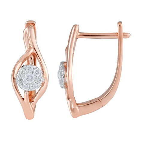 0.14 Ctw Diamond 14k Two Tone Gold Round Shape Womens Diamond Earrings