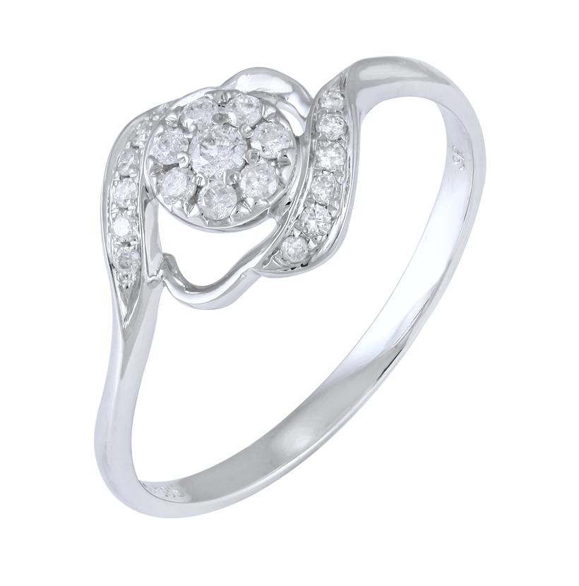 0.17 Ctw Diamond 14k White Gold Round Shape Womens Diamond Ring
