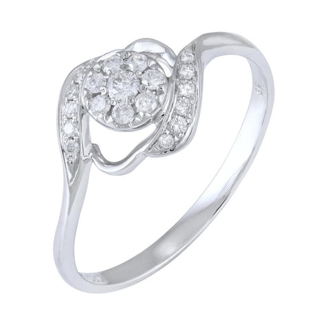0.17 Ctw Diamond 14k White Gold Round Shape Womens Diamond Ring