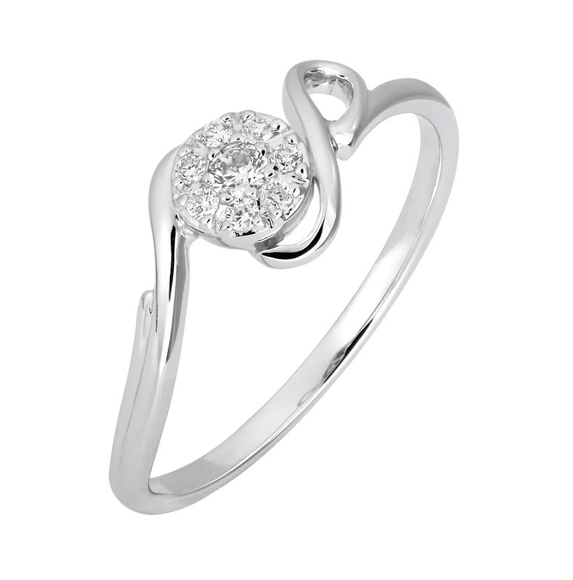 0.1 Ctw Diamond 14k White Gold Round Shape Womens Diamond Ring
