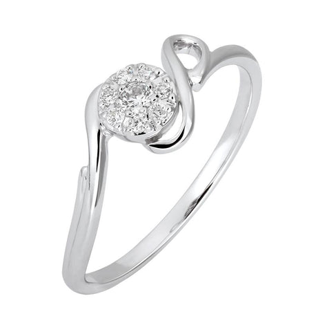 0.1 Ctw Diamond 14k White Gold Round Shape Womens Diamond Ring