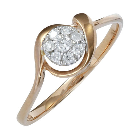 0.1 Ctw Diamond 14k Two Tone Gold Round Shape Womens Diamond Ring