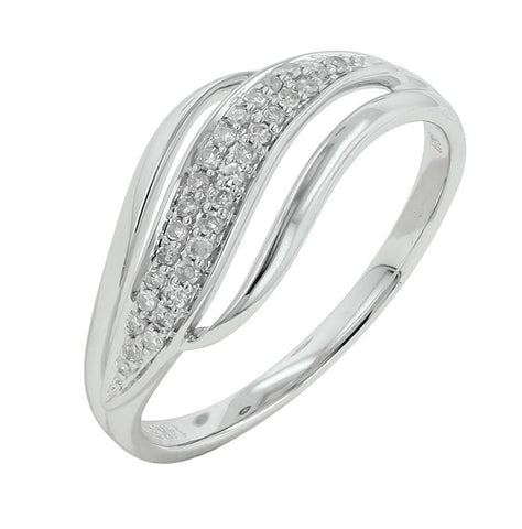 0.12 Ctw Diamond 14k White Gold Round Shape Womens Diamond Ring