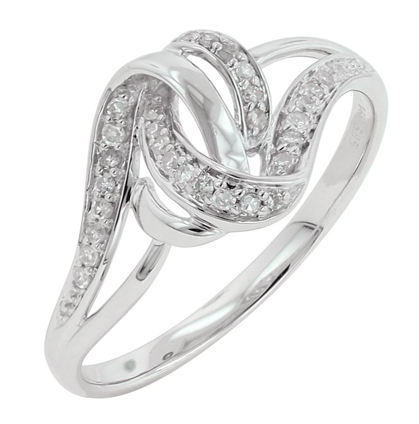 0.12 Ctw Diamond 14k White Gold Round Shape Womens Diamond Ring