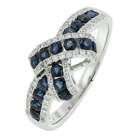 0.23 Ctw Diamond 14k White Gold Sapphire Round Shape Womens Gemstone Ring