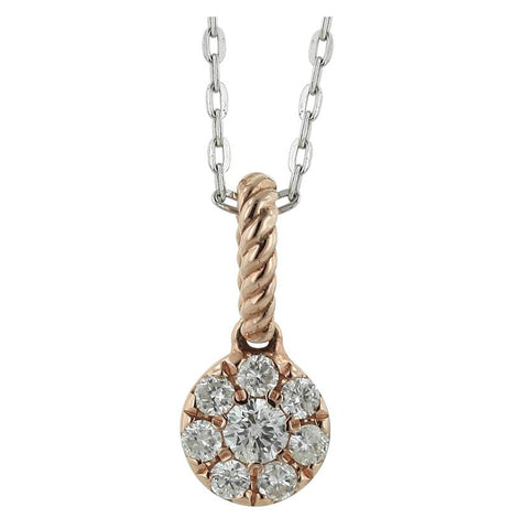 0.2 Ctw Diamond 14k Two Tone Gold Round Shape Womens Diamond Necklace Pendant With 16 Inch Chain