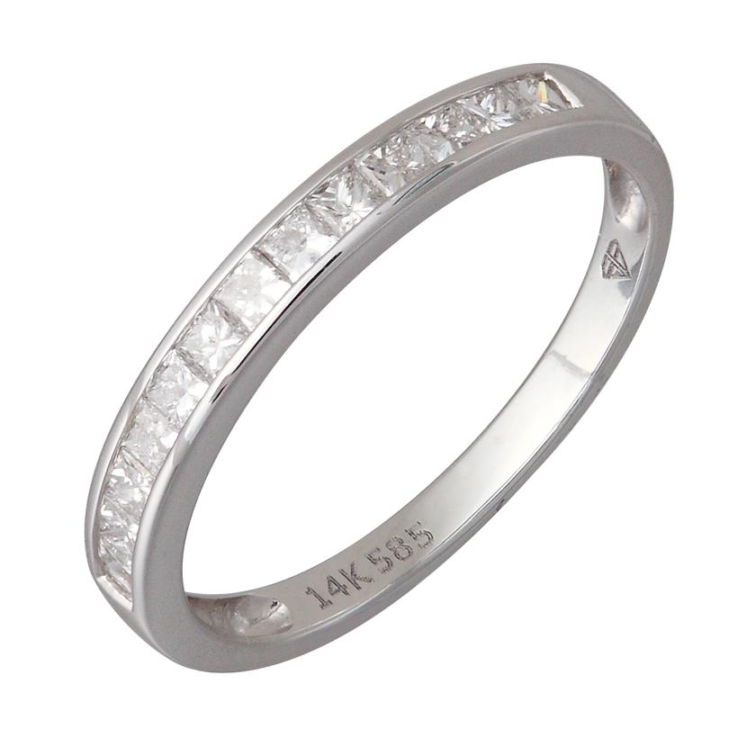 0.42 Ctw Diamond 14k White Gold Princess Shape Womens Diamond Ring
