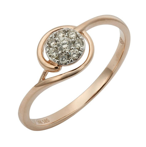 0.11 Ctw Diamond 14k Rose Gold Round Shape Womens Diamond Ring