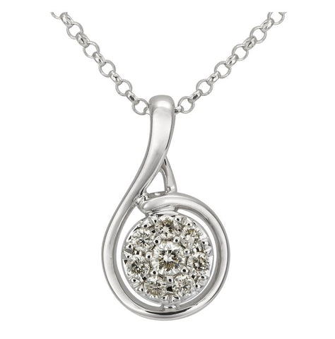 0.11 Ctw Diamond 14k White Gold Round Shape Womens Diamond Necklace Pendant With 16 Inch Chain