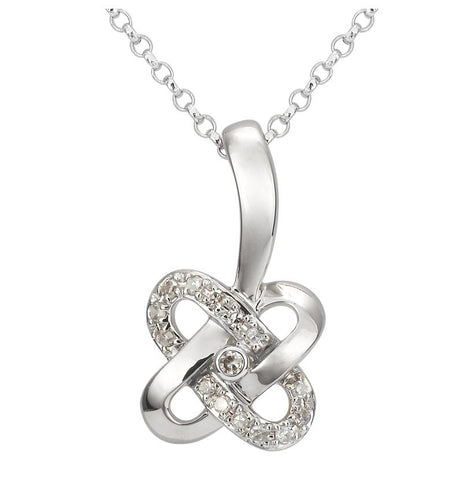 0.05 Ctw Diamond 14k White Gold Round Shape Womens Diamond Necklace Pendant With 16 Inch Chain