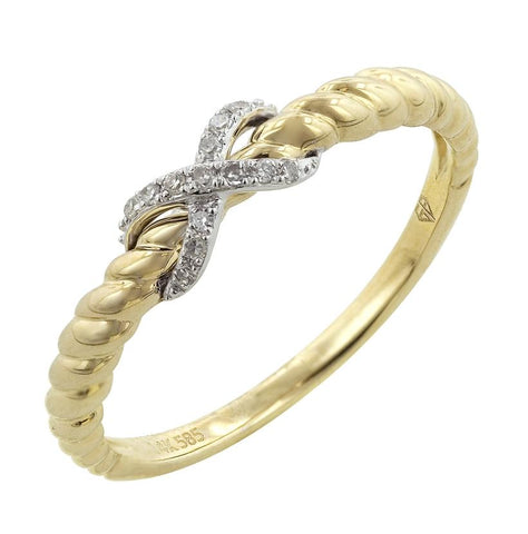 0.05 Ctw Diamond 14k Two Tone Gold Round Shape Womens Diamond Ring