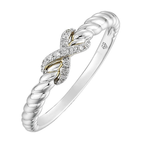 0.05 Ctw Diamond 14k Two Tone Gold Round Shape Womens Diamond Ring