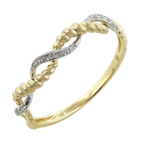 0.05 Ctw Diamond 14k Two Tone Gold Round Shape Womens Diamond Ring