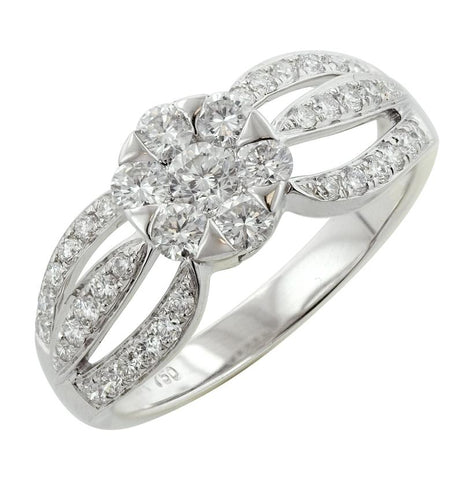 0.82 Ctw Diamond 18k White Gold Round Shape Womens Diamond Ring