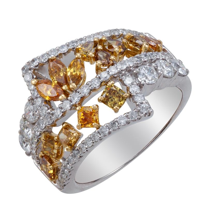 2.28 Ctw Diamond 18k Two Tone Gold Round Multi Shape Womens Diamond Ring