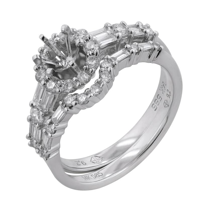 0.75 Ctw Diamond 14k White Gold Baguette Shape Wedding Engagement Ring