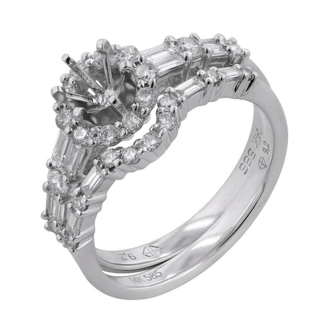 0.75 Ctw Diamond 14k White Gold Baguette Shape Wedding Engagement Ring