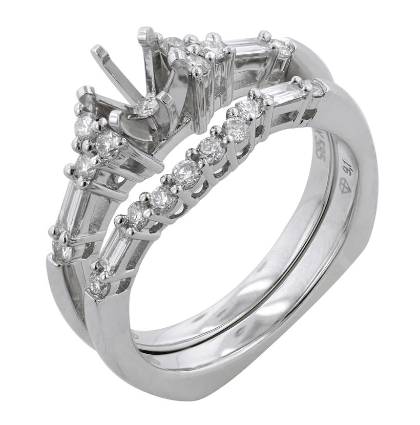 0.48 Ctw Diamond 14k White Gold Round Shape Wedding Engagement Ring