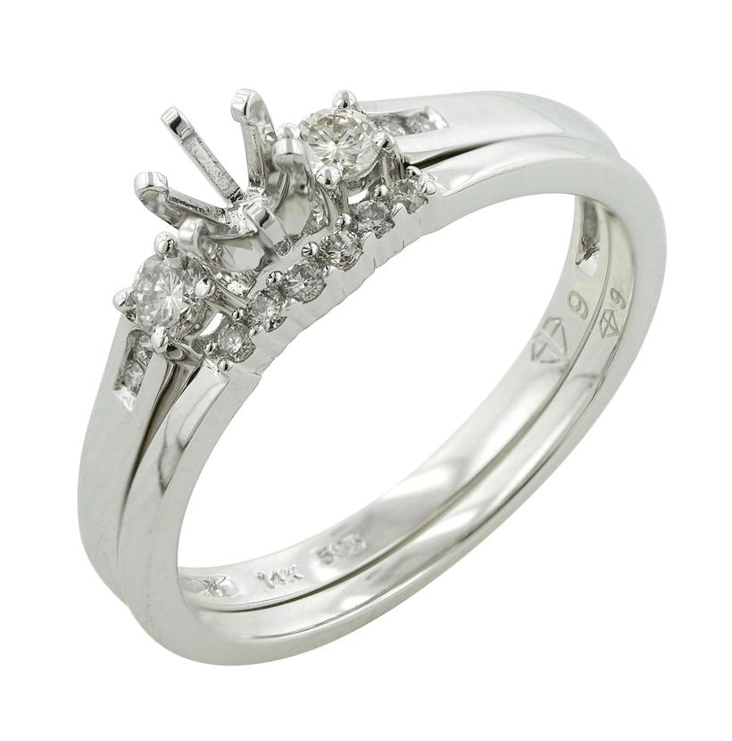 0.19 Ctw Diamond 14k White Gold Round Shape Wedding Engagement Ring