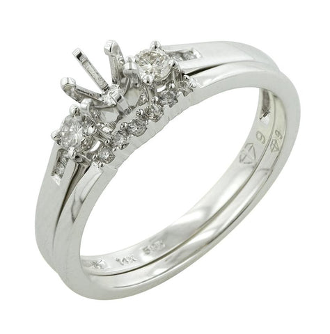 0.19 Ctw Diamond 14k White Gold Round Shape Wedding Engagement Ring