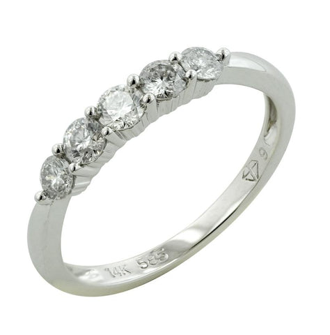 0.49 Ctw Diamond 14k White Gold Round Shape Womens Wedding Band Ring