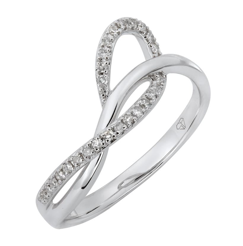 0.11 Ctw Diamond 14k White Gold Round Shape Womens Diamond Ring