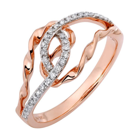 0.13 Ctw Diamond 14k Rose Gold Round Shape Womens Diamond Ring