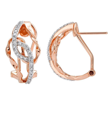 0.23 Ctw Diamond 14k Rose Gold Round Shape Womens Diamond Earrings