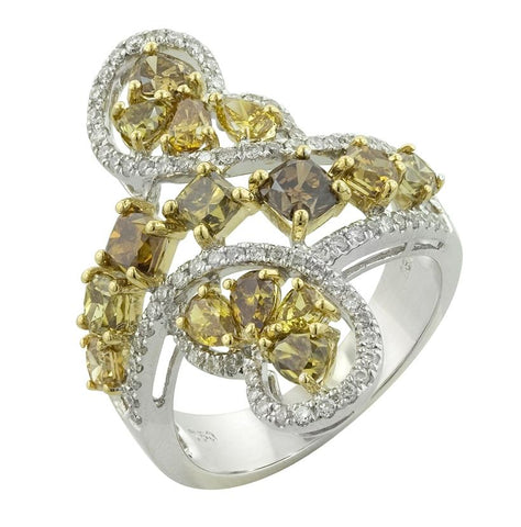 3.35 Ctw Diamond 18k Two Tone Gold Round Multi Shape Womens Diamond Ring