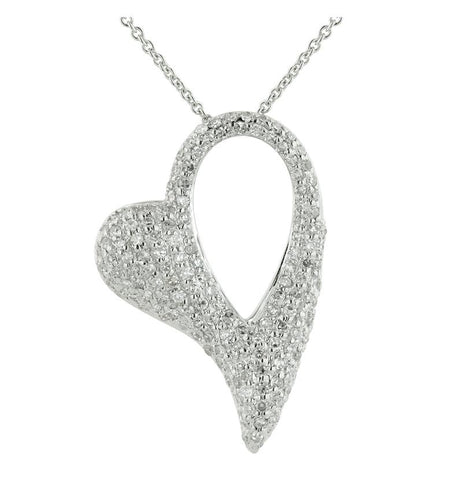 0.57 Ctw Diamond 14k White Gold Round Shape Womens Diamond Necklace Pendant With 16 Inch Chain